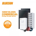 Sistema solar híbrido personalizado de uso comercial de 100kw y 50kw con sistema solar de batería de litio de 200kwh