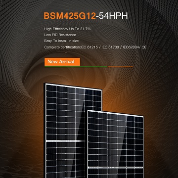 bluesun presenta un panel solar de 54 celdas y 425 W con una eficiencia del 21.25 %