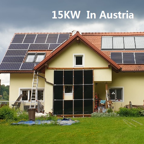 Proyectos de paneles fotovoltaicos con tejas Bluesun 15KW en Austria