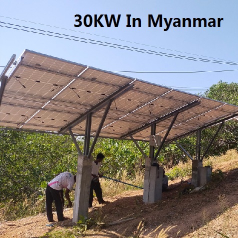 Sistema solar de montaje en tierra bluesun 30KW en myanmar