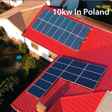 Instalación del sistema solar de 10kw en red en polonia, europa