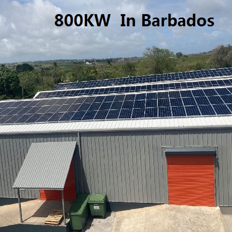 Sistema de energía solar industrial conectado a la red de 800KW en Barbados