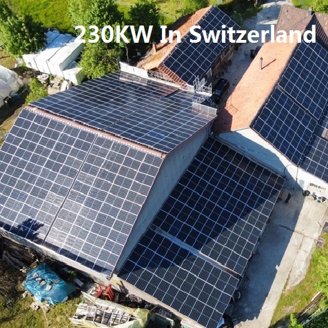 Sistema solar residencial Bluesun 230KW en la azotea en Suiza